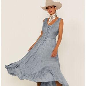 Lace-Up Jacquard Maxi Dress